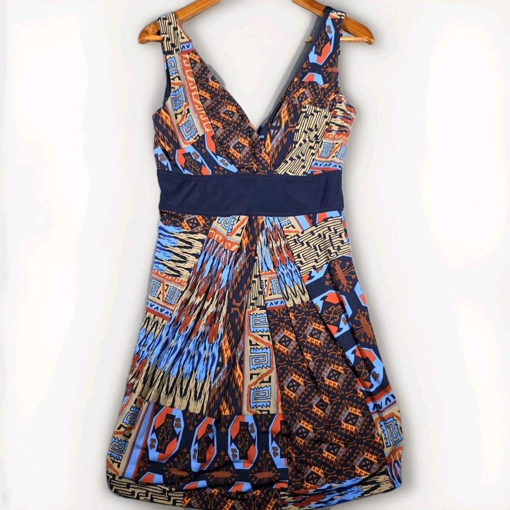 SNAP Sheath Dress Stretch Criss Cross V neckline Padded above knee side zip L